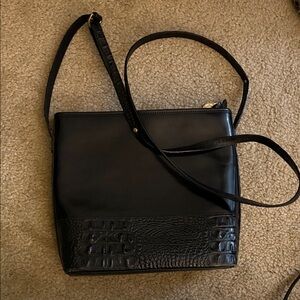 Vintage Brahmin Black Leather  crocodile Crossbody Bag